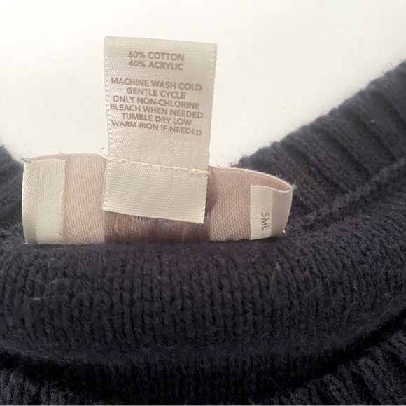 Loft  Cable Knit Sweater Womens Small Navy Crew Neck Long Sleeve - Picture 3 of 6